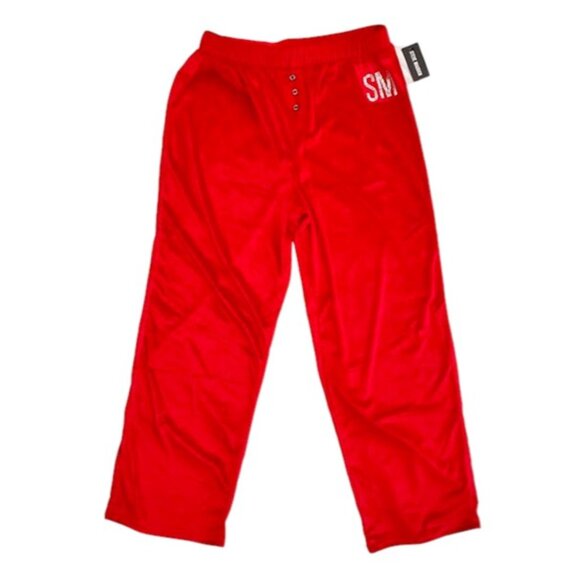 NWT Velvety Red Pajama Bottoms Rhinestone SM Logo Steve Madden Sz M Pyjamacore - Picture 2 of 10